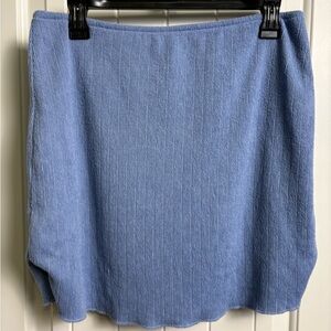 Casual Light Blue Ribbed Mini Skirt